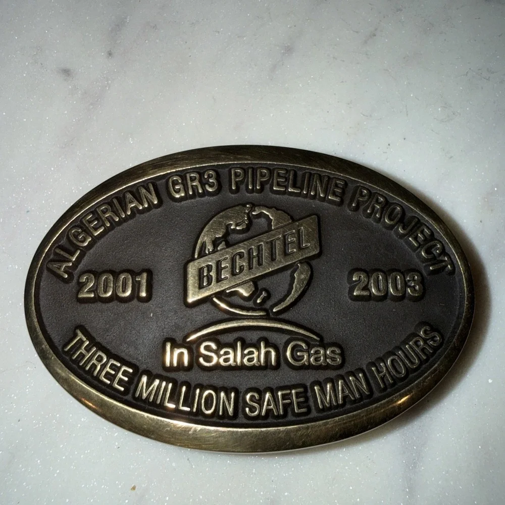 BETCHEL Algerian GR3 Pipeline Project Brass Belt Buckle Anacortes Brass 2001-03
